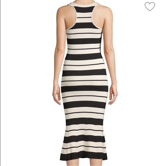 Jason Wu Striped Silk Blend Knit Bodycon Midi Dress, L - Picture 2 of 9